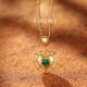 925银培育彩宝沃顿绿祖母绿项链复古大方吊坠女 SOOMI爱心公主