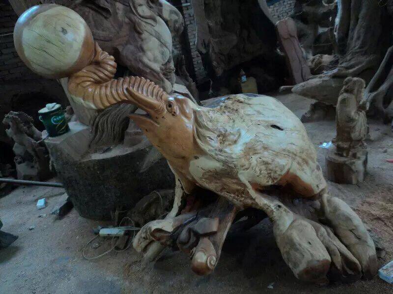 红豆杉根雕木雕工艺品天然大象吉祥如意高148cm宽158cm