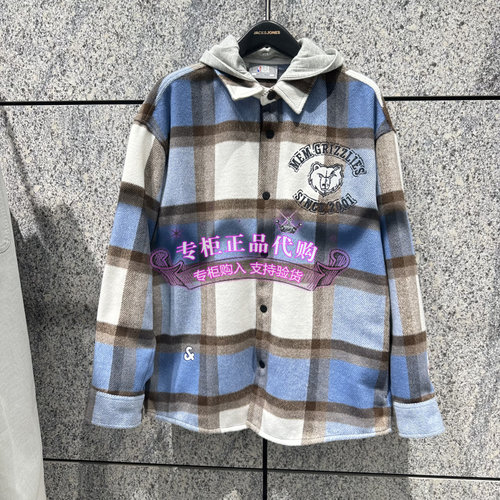 杰克琼斯NBA联名冬季男衬衫简约外套宽松廓形上衣 2254O3003 E40