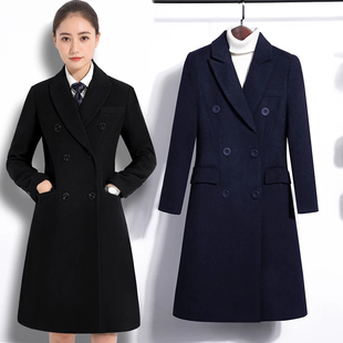 职业装毛呢大衣女秋冬中长款韩版加棉加厚前台工作服工装呢子外套