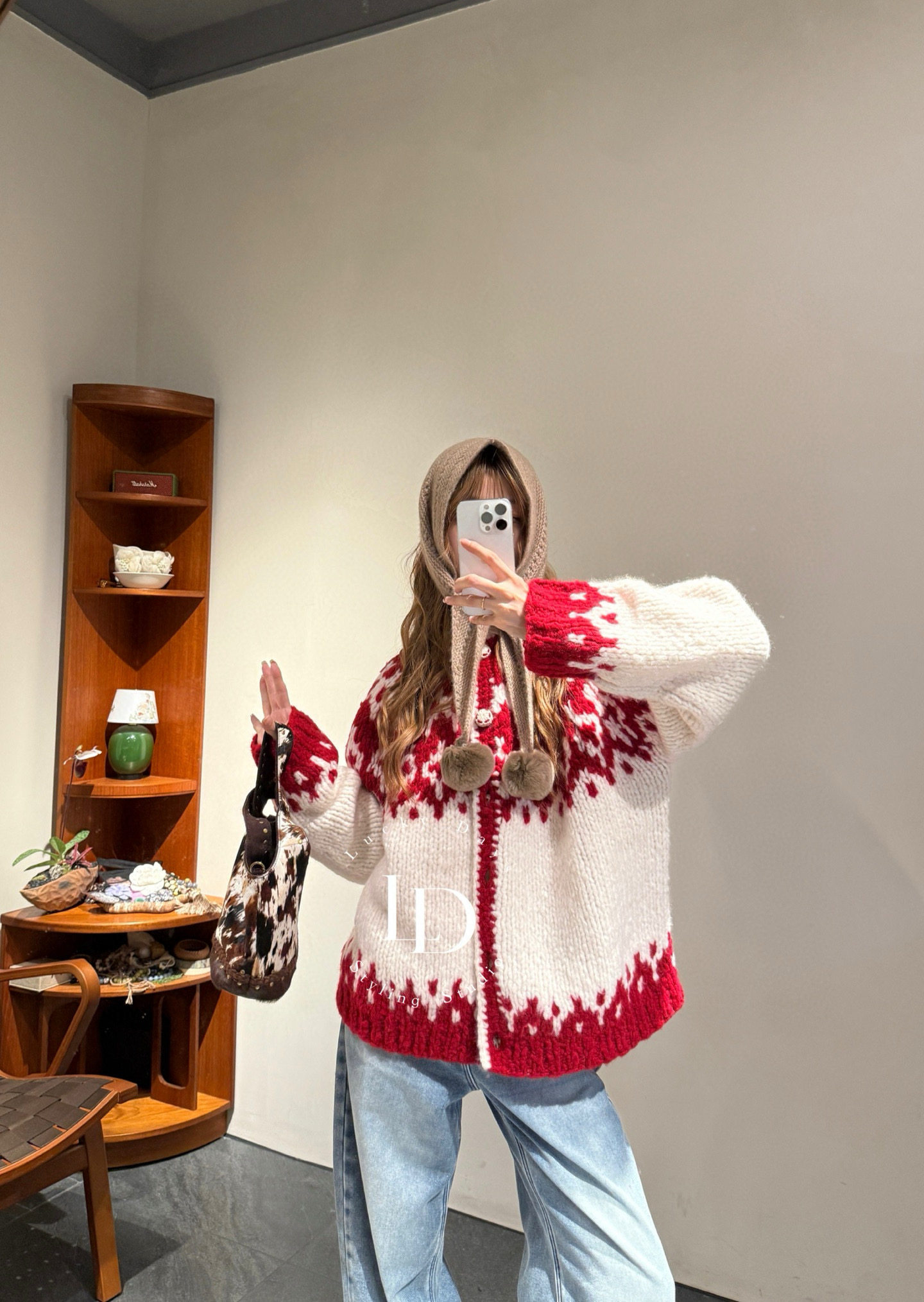 非实价2025冬季新款欧洲站潮牌简约轻奢百搭宽松休闲舒适羊绒开衫