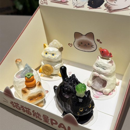 猫猫能量pal水晶盲盒小猫咪摆件