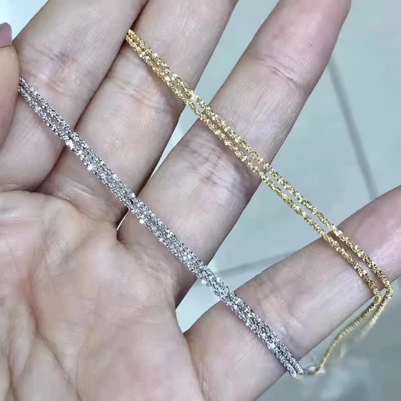 DIY配件 S925纯银45+5cm长爆闪链满天星项链 1.5mm粗锁骨链配吊坠图片