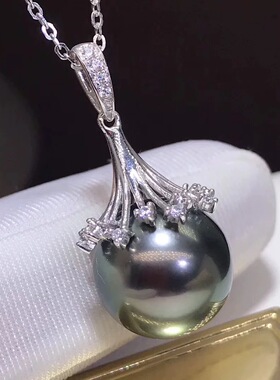 DIY配件 S925纯银精致遮瑕梨花吊坠空托 项链坠子配饰配10-14mm圆