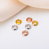 DIY配件 S925纯银路路通贴片全孔珍珠穿心链间隔贴片堵头半成品女