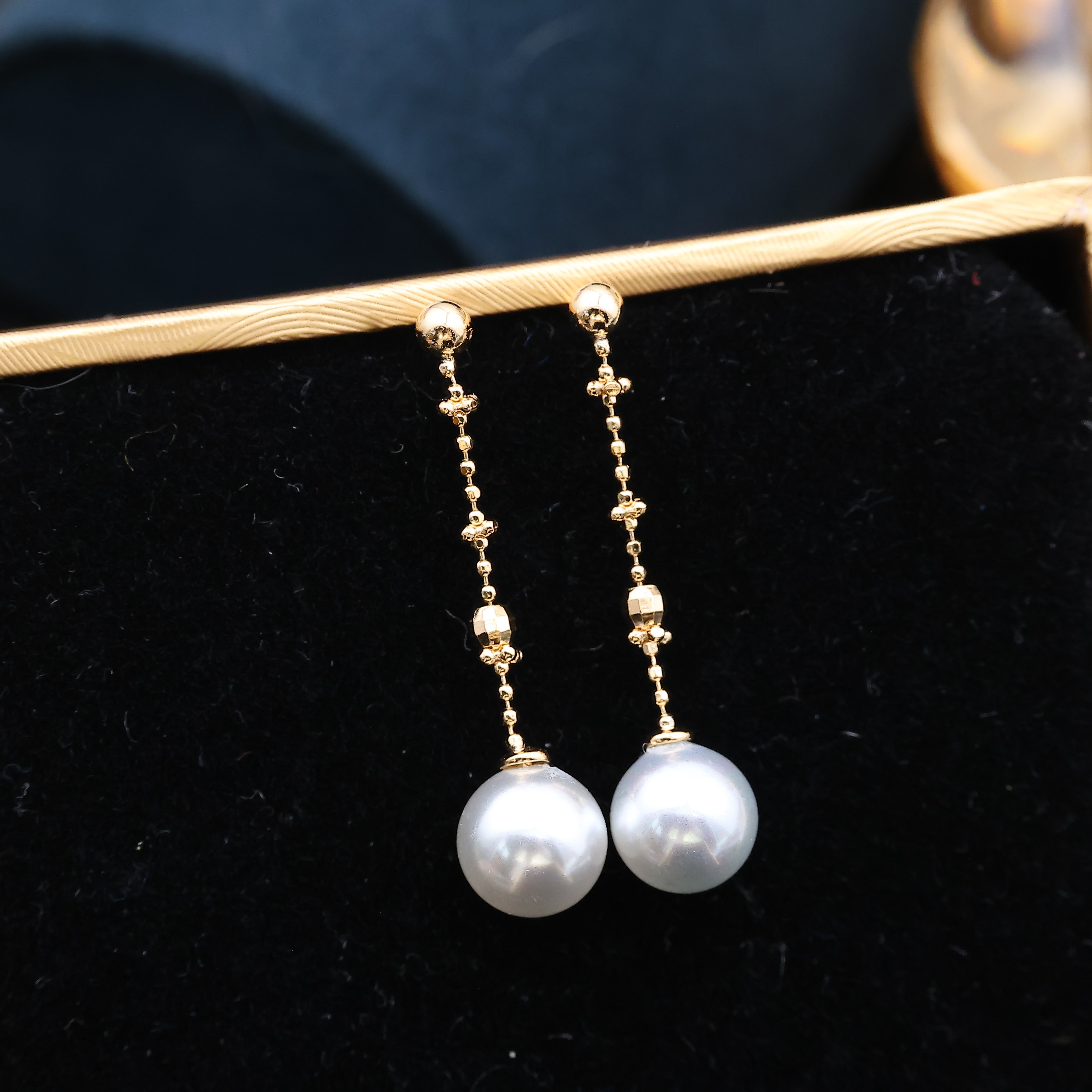 DIY配件 S925纯银长条闪亮耳钉空托 珍珠耳环耳饰耳坠7-12mm圆椭