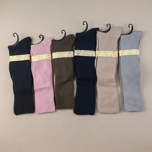 库存尾货双针纯色堆堆袜女纯棉高筒袜春秋季 百搭小腿袜简约长袜女
