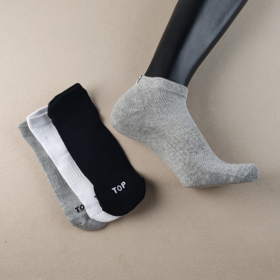男士 纯棉跑步毛巾脚尖后跟加固短筒袜透气网面吸汗运动袜子男袜子
