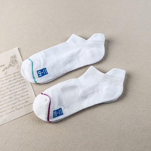 外贸库存男士网面透气纯棉低帮船袜脚尖后跟毛圈加固浅口男袜白色