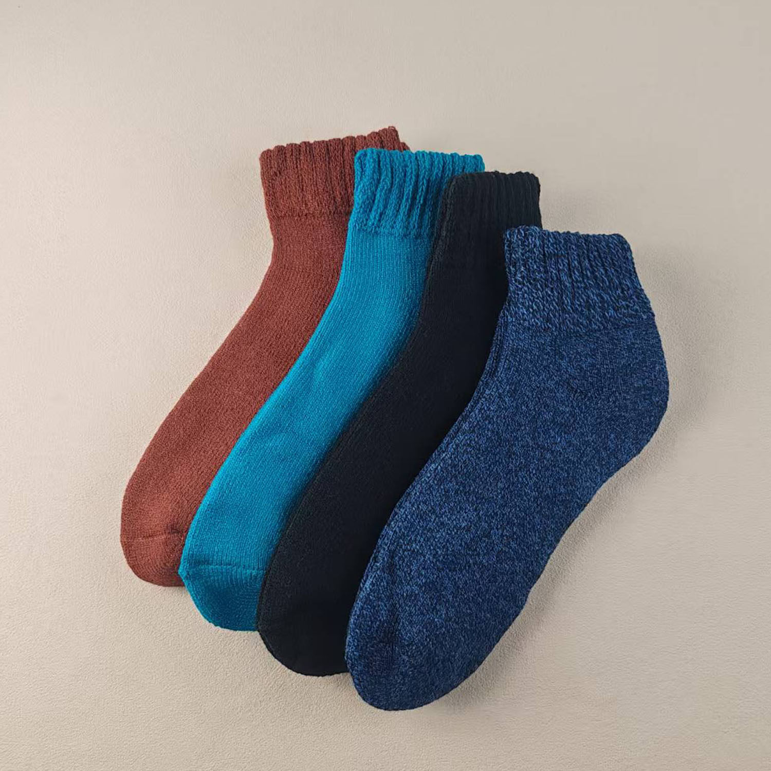 外贸库存膨体纱大码男士中筒秋冬加厚保暖全毛圈内拉毛冬天男袜子