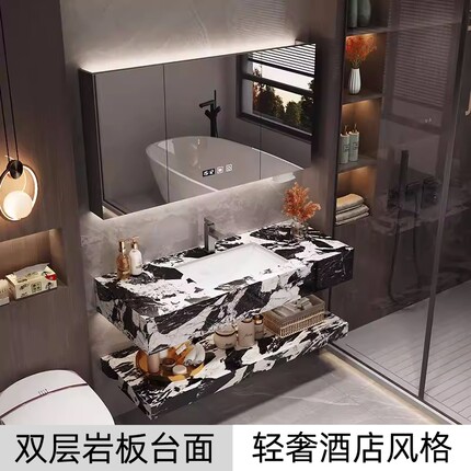 小户型卫生间洗手盆挂墙式洗脸盆宾馆酒店浴室洗漱台一体盆柜组合