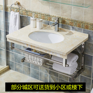 洗脸盆浴室大理石洗面盆组合洗漱台洗脸池 卫生间洗手盆陶瓷挂墙式