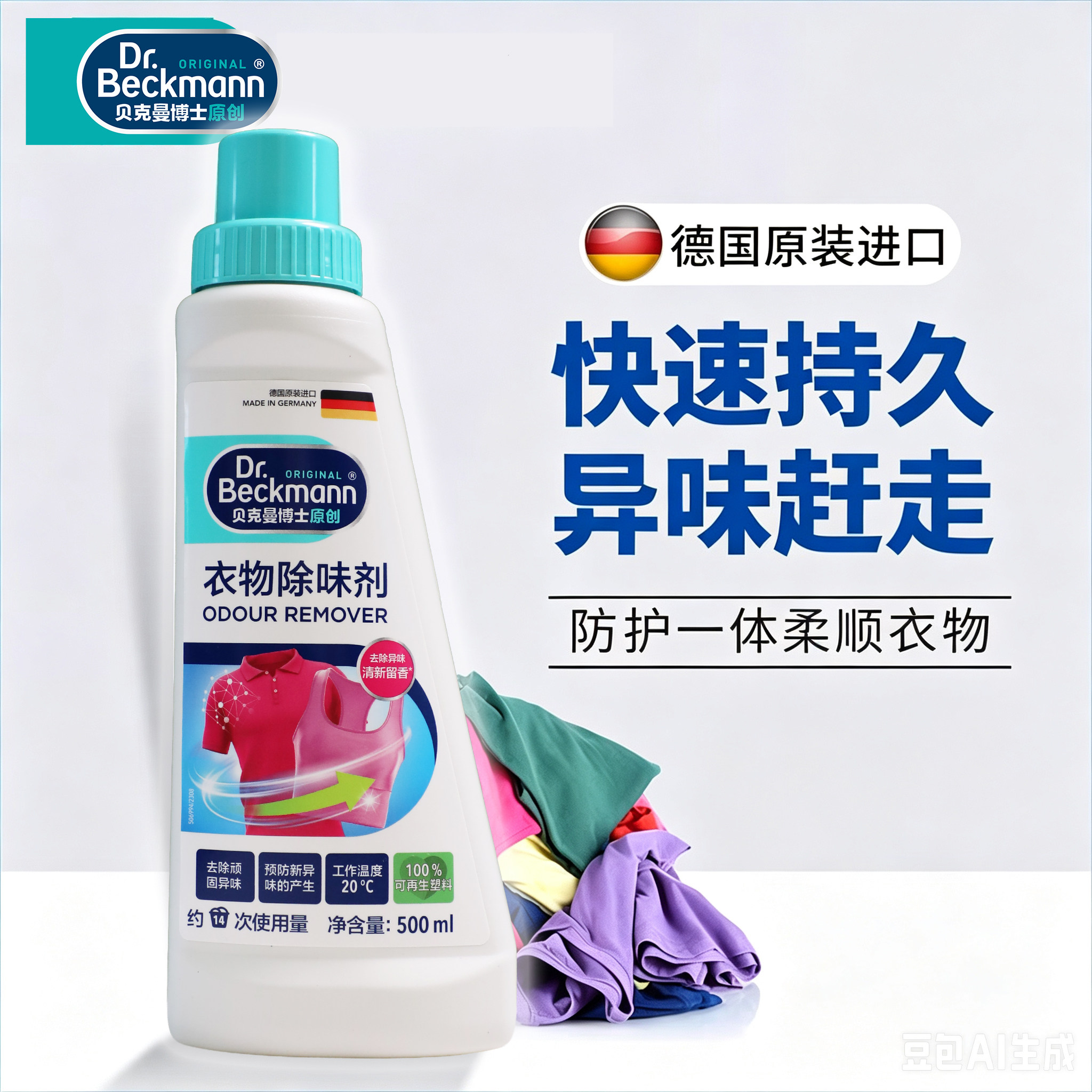 进口新货】贝克曼博士洗衣服柔顺护理剂衣物除味剂去异味持久清新
