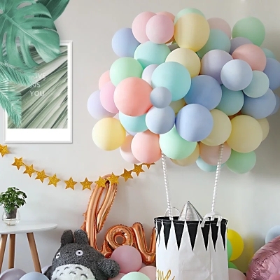 马卡龙糖果色双层生日派对气球