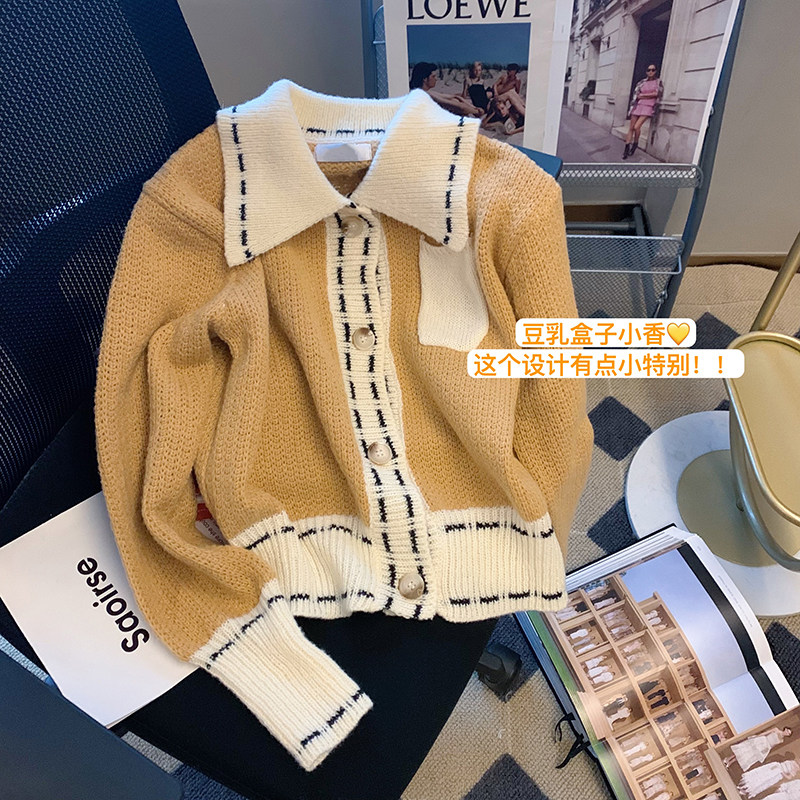 유명 바이어 매장 통관 유출 스웨터 여성 가을 ??겨울 짧은 한국 시크 독특한 디자인 니트 가디건