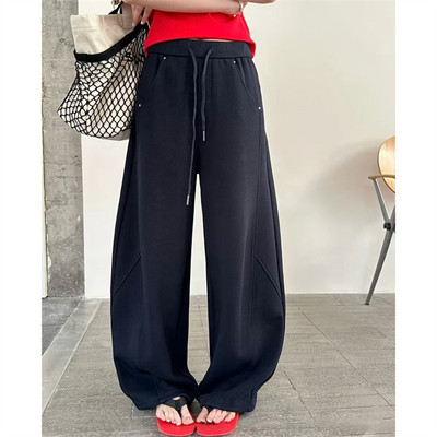 3R3正品26春装新款裤脚抽绳休闲韩版松紧腰围窄版弯刀裤百搭卫裤