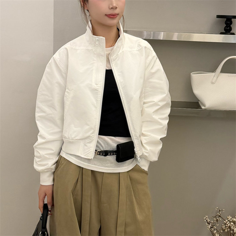 韩国26春装新款后背定标双拉链立领韩版休闲短款夹克百搭上衣外套