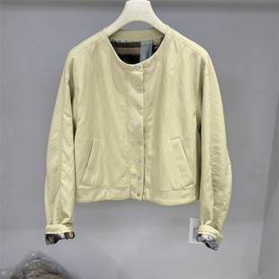 韩国东大门26春新花色内里韩版圆领单排扣舒适PU皮短款外套19759