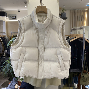 韩国may 立领泡芙羽绒马甲面包服保暖坎肩 mkon25秋冬下摆抽绳韩版