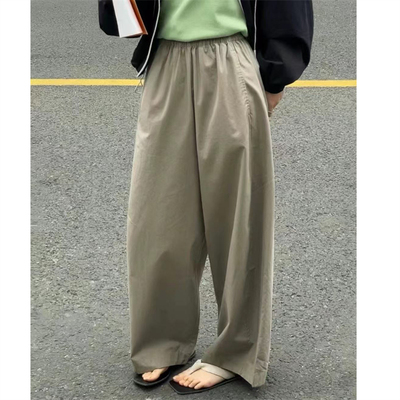 韩国SOMMY正品25春装新款时尚简约松紧腰韩版休闲弯刀裤宽松长裤