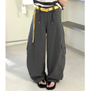 裤 喜大东25夏PP弧度翻盖设计裤 欧美街头工装 腿口袋韩版 休闲弯刀裤