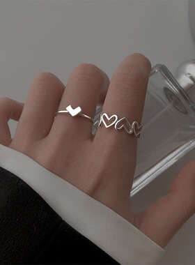 镂空爱心戒指女小众设计感ins潮心形日常佩戴礼物学生便宜指环