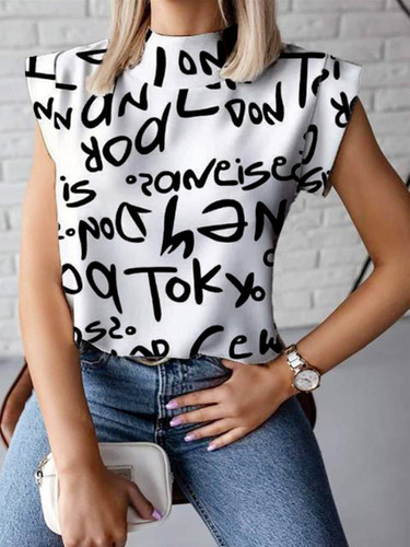 Round Neck Casual Sleeveless Ladies T-Shirt圆领休闲无袖T恤女