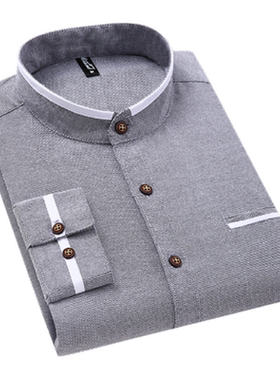 Stand Collar Slim Fit Business Casual Shirt修身商务休闲衬衣
