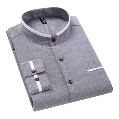 Stand Collar Slim Fit Business Casual Shirt修身商务休闲衬衣