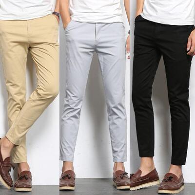 Color Elastic Pockets Thin Long Straight Trousers Suit Pants