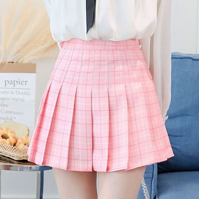 High waist pleated short skirt schoolgirls slim skirt半身裙