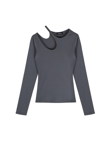 All-match solid color off-the-shoulder top百搭纯色露肩上衣女