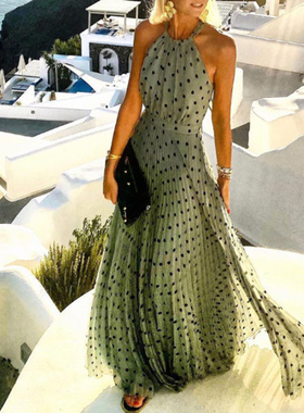 met gala dressneck dressgreen dress波点连衣裙蓝色波点连衣裙