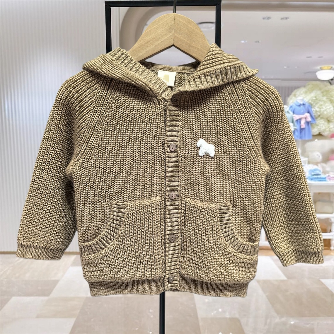 原D韩国童装秋冬款男女宝宝羊毛毛衣连帽开衫儿童针织衫毛衣外套