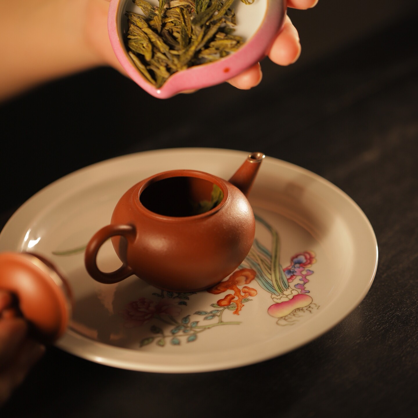 小白茶具//忘言造物愚彻系列粉彩灵芝水仙壶承干泡盘盖碗底托果盘
