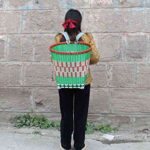 采摘背篓双肩纯手工大号农用背篼家用买菜舞蹈道具塑钢采蘑菇背筐