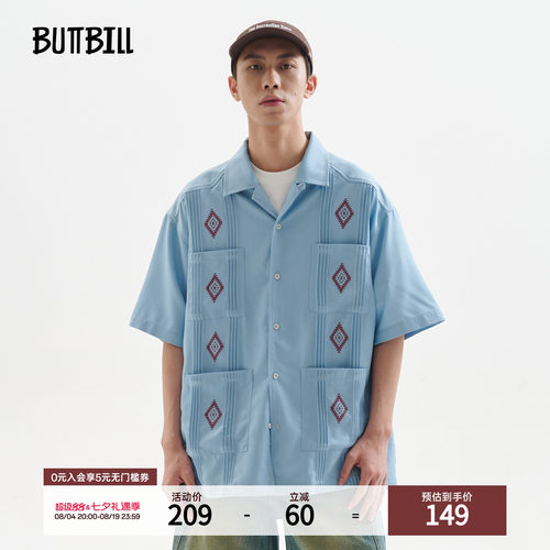 BUTTBILL瓜亚贝拉古巴领复古衬衣