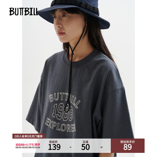 BUTTBILL复古油画感刺绣纯棉T恤