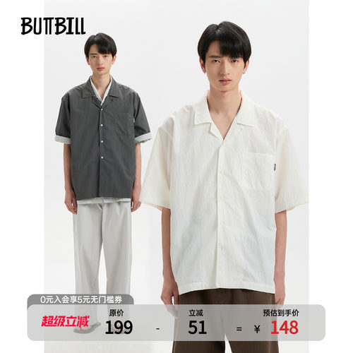 BUTTBILL23SS日系复古短袖衬衫