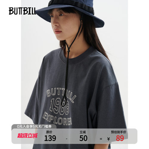 BUTTBILL复古油画感刺绣纯棉T恤