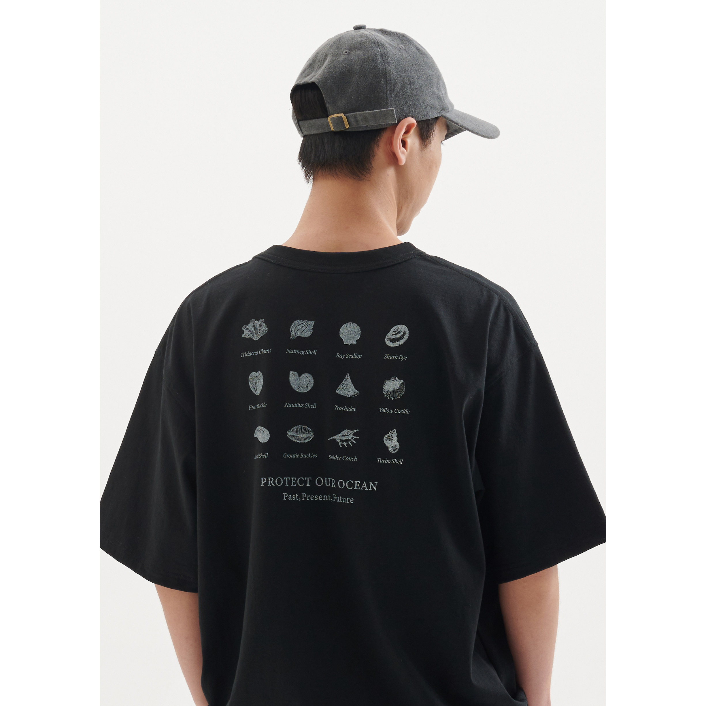 BUTTBILL 24SS复古无感水浆海洋贝壳后背印花日系短袖T恤宽松情侣