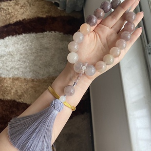天然佘太翠手持紫罗兰手持绕指柔手串抖音同款汉服配饰 可接定制