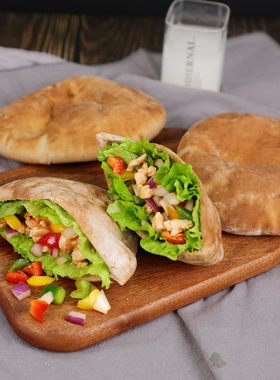 联尚裸麦皮塔饼阿拉伯大饼全麦口袋饼pita bread卡塔尔馕饼美食