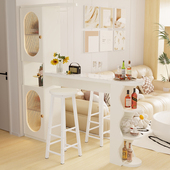 岩板奶油风吧台桌家用客厅隔断柜餐厅酒柜餐边一体柜子靠墙玄关柜