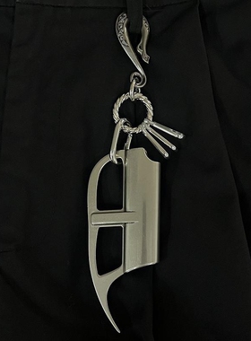 Domy Land原创复古裤链金属做旧古银高级感火机套钥匙扣挂件街头