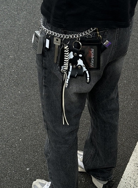 Domy Land原创多功能骷髅手掌编织绳裤链腰挂潮流穿搭钥匙扣挂饰