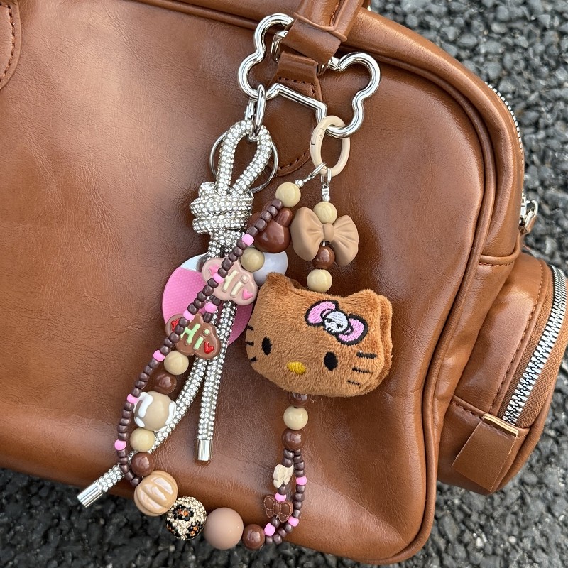 毛绒kt猫秋冬款包挂件手机链卡通钥匙扣挂件ins风相机挂饰手腕绳