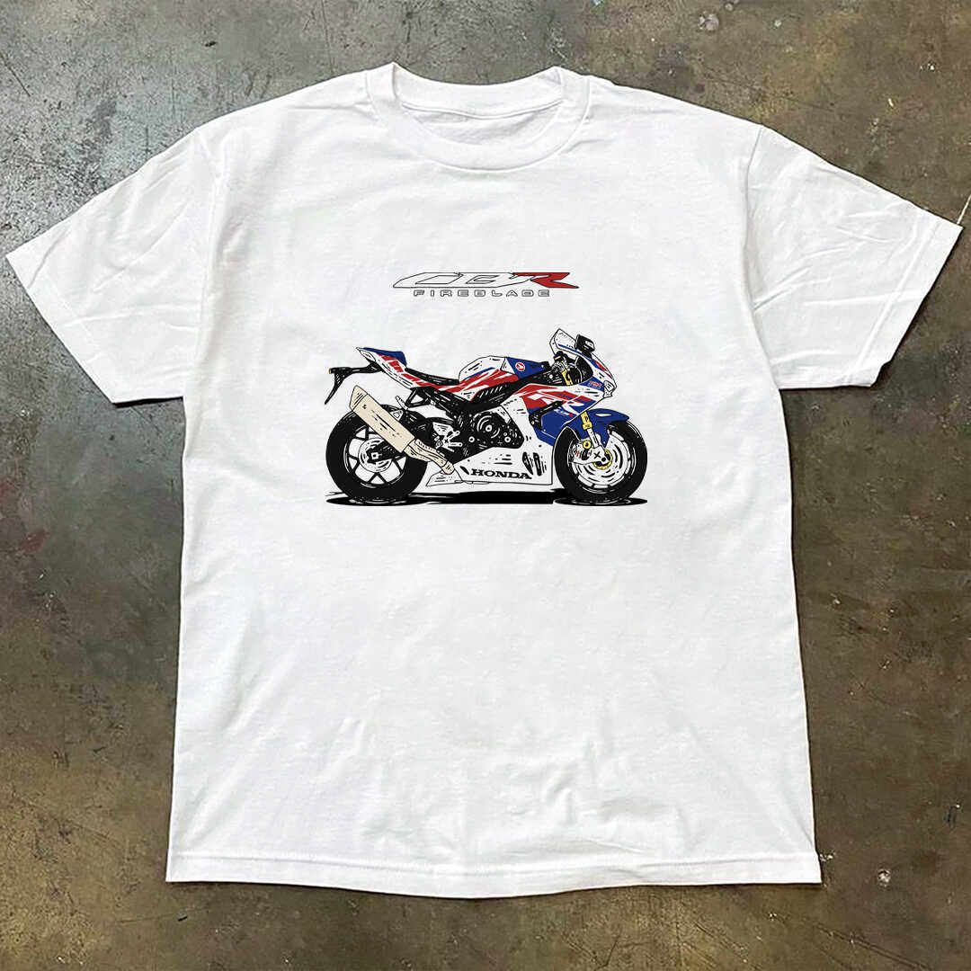 thumbnail for Xiao Chen's story is more than 260 grams of heavy cotton! Casual short-sleeved t-shirt white loose motorcycle print
