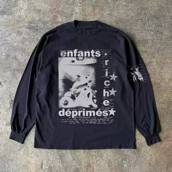 Xiao Chen Has Many Stories, 310g Heavyweight Pure Cotton! American Retro Oversized Long-Sleeve T-Shirt, Versatile for Street Style