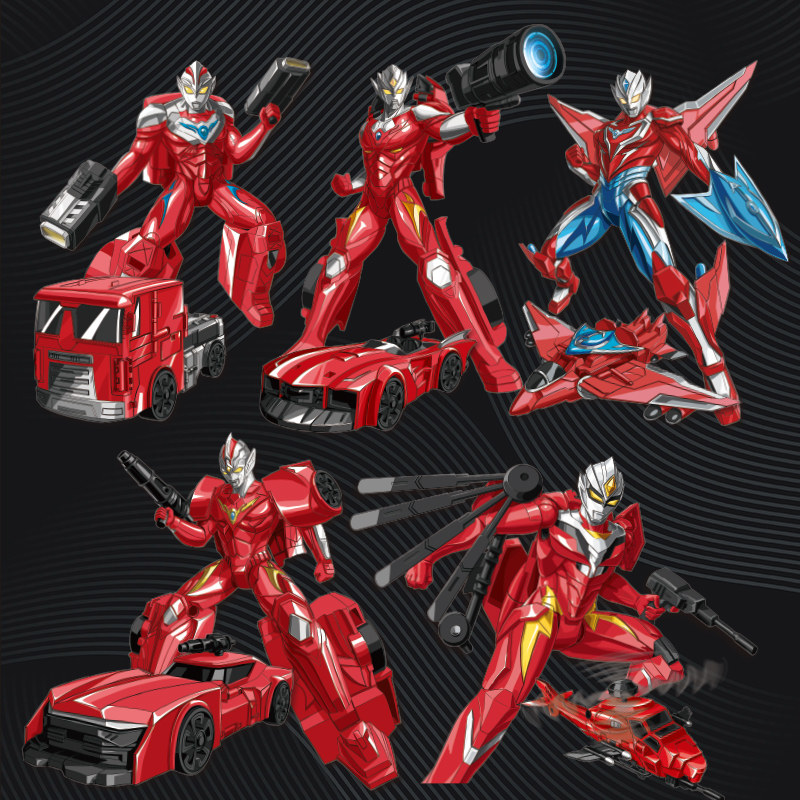 中华超人系列奥特曼儿童变形玩具汽车人五合体金刚套装男孩礼物